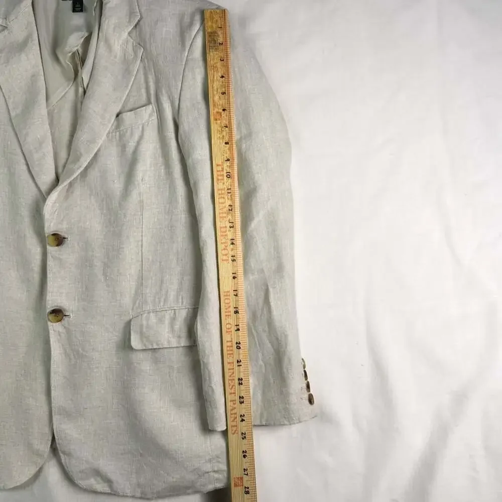 Linen Club Room Luxury Men’s Large 100% Linen Blazer Sport Coat Beige Tan